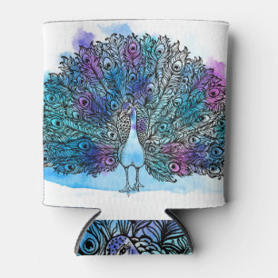 Rafraîchisseur Pour Canette Peacock à main levée détaillée : Clip-Art
