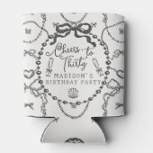 Rafraîchisseur Pour Canette Pearls Prosecco Black Coquette Bow Anniversaire Fa (Dos)