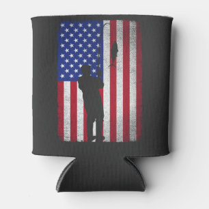 Rafraîchisseur Pour Canette Pêche 4 juillet USA American Flag Fishman