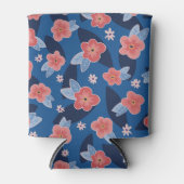 Rafraîchisseur Pour Canette Pêche et bleu motif floral (Devant)