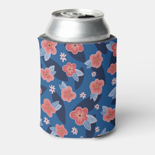 Rafraîchisseur Pour Canette Pêche et bleu motif floral (Can Dos)