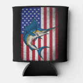 Rafraîchisseur Pour Canette Pêche Marlin Espadon Poisson USA Drapeau américain (Devant)