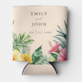 Rafraîchisseur Pour Canette Pêcher Elégant Aquarelle Mariage floral tropical (Devant)