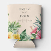 Rafraîchisseur Pour Canette Pêcher Elégant Aquarelle Mariage floral tropical (Dos)