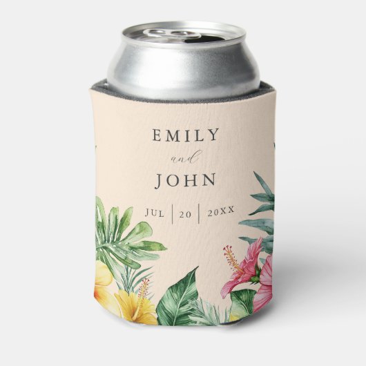 Rafraîchisseur Pour Canette Pêcher Elégant Aquarelle Mariage floral tropical (Can Dos)