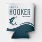 Rafraîchisseur Pour Canette Pêcheuse drôle crocheuse le week-end pêcheur (Devant)