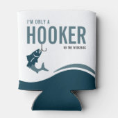 Rafraîchisseur Pour Canette Pêcheuse drôle crocheuse le week-end pêcheur (Dos)