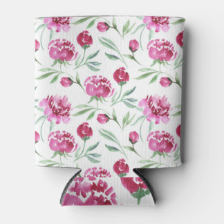 Rafraîchisseur Pour Canette Peine rose : Motif de fleurs d'aquarelle