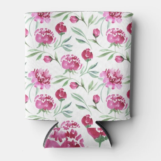 Rafraîchisseur Pour Canette Peine rose : Motif de fleurs d'aquarelle (Devant)