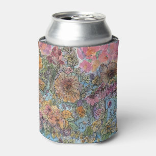 Rafraîchisseur Pour Canette Peinture aquarelle de jardin de fleurs Boho Chic 