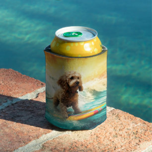 Rafraîchisseur Pour Canette Peinture de surf de plage de Cockapoo