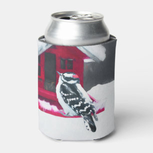 Rafraîchisseur Pour Canette Peinture Downy Woodpecker - Art original pour oise