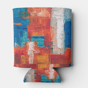 Rafraîchisseur Pour Canette Peinture en acrylique rouge et bleu Art Abstrait R