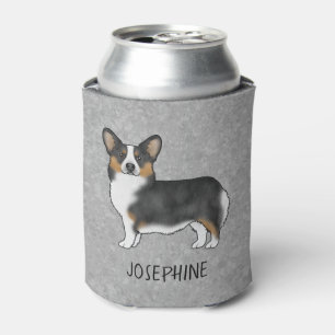 Rafraîchisseur Pour Canette Pembroke Welsh Corgi Tricolore Noir Et Nom Gris