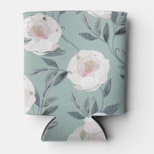 Rafraîchisseur Pour Canette Peonies Roses Blanches : Broderie Florale.