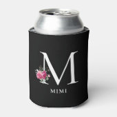Rafraîchisseur Pour Canette Peonies sucrées Mimi sur le noir Can Cooler (Can devant)