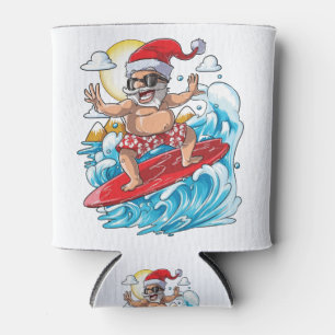 Rafraîchisseur Pour Canette Père Noël Hawaiian Surfing Noël Surf d'été Hawai