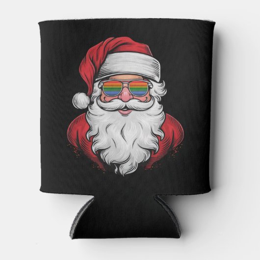 Rafraîchisseur Pour Canette Père Noël Lunettes de soleil Fierté Pyjama de Noël (Devant)
