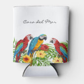 Rafraîchisseur Pour Canette Perroquets tropicaux feuille nom de la maison d'ét (Devant)
