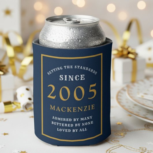 Rafraîchisseur Pour Canette Personalized 21st Birthday 2005 Elegant Blue Gold