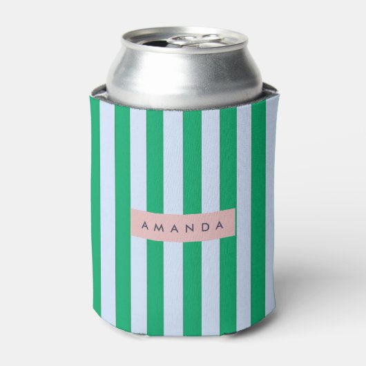 Rafraîchisseur Pour Canette Personalized Classic Green and White Striped (Can devant)