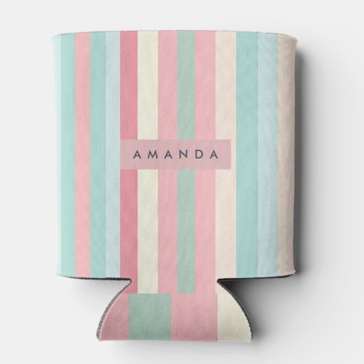 Rafraîchisseur Pour Canette Personalized Minimalist Pastel Stripes  (Dos)