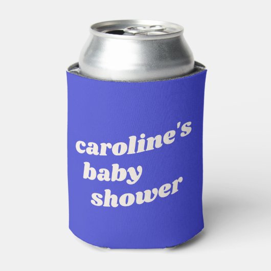 Rafraîchisseur Pour Canette Personalized Modern Bright Blue Retro Baby Shower  (Can devant)