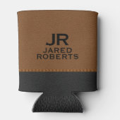 Rafraîchisseur Pour Canette Personalized Monogram Brown & Black Leather (Dos)