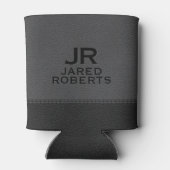 Rafraîchisseur Pour Canette Personalized Monogram Gray & Black Leather (Dos)