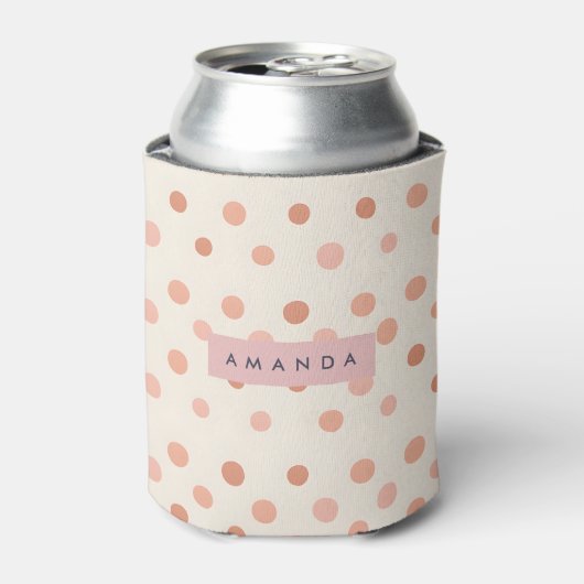Rafraîchisseur Pour Canette Personalized Pastel Peach & Blush Polka Dot  (Can devant)