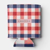 Rafraîchisseur Pour Canette Personalized Patriotic Red, White & Blue Gingham (Dos)