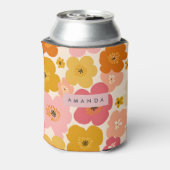 Rafraîchisseur Pour Canette Personalized Retro Mustard and Pink Floral Blooms  (Can Dos)