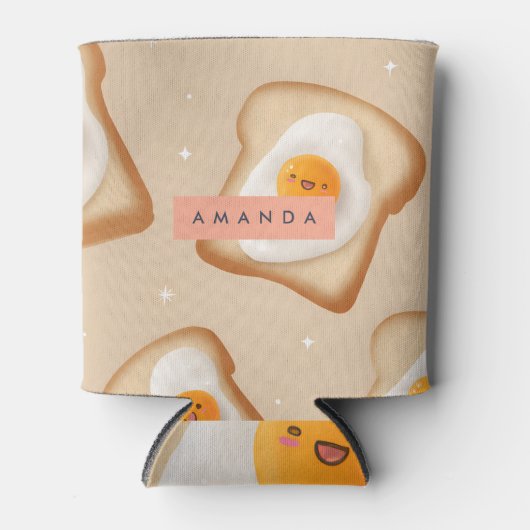 Rafraîchisseur Pour Canette Personalized Smiley Toast and Egg Pattern (Devant)