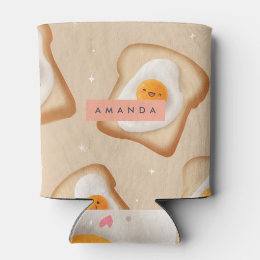 Rafraîchisseur Pour Canette Personalized Smiley Toast and Egg Pattern (Dos)