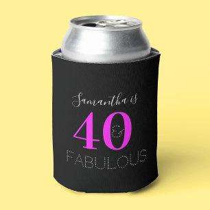 Rafraîchisseur Pour Canette Personnalisé 40e anniversaire 40 Fabuleux Neon ros