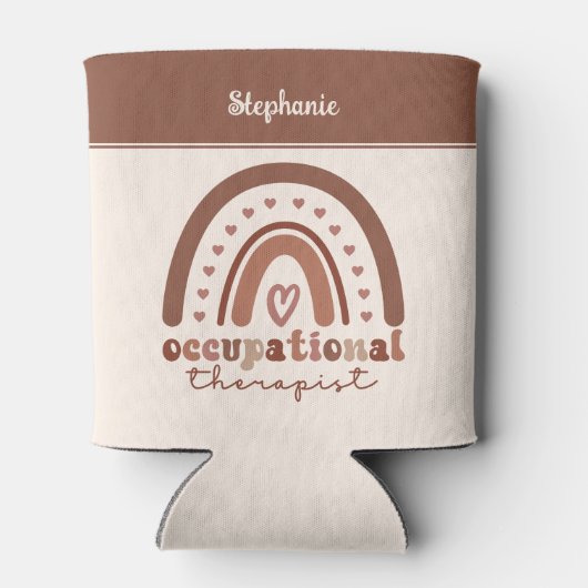 Rafraîchisseur Pour Canette Personnalisé Boho Arc-en-ciel OT ergothérapie (Dos)