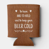 Rafraîchisseur Pour Canette Personnalisé Cuir Brown Imprimer mariage Favoriser (Dos)