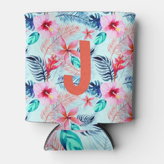 Rafraîchisseur Pour Canette Personnalisé. Hawaï tropical. (Devant)
