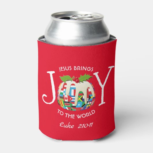 Rafraîchisseur Pour Canette Personnalisé | JOY TO THE WORLD Flags | Festive (Can devant)