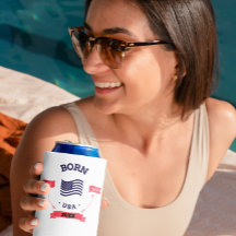 Personnalisé Né aux Etats-Unis Patriotic Can Coole