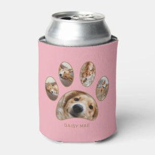 Rafraîchisseur Pour Canette Pet Lovers Gold Empreinte de patte Nom Photo Colla