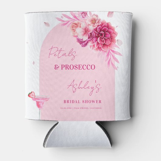 Rafraîchisseur Pour Canette Petals Prosecco Rose Floral Faveur de Mariage (Devant)
