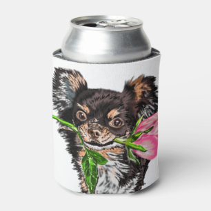 Rafraîchisseur Pour Canette Petit Chien avec Rose Can Cooler Romantique