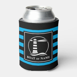 Rafraîchisseur Pour Canette Phare classique Bateau ou nom Bleu coupé