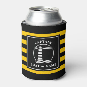 Rafraîchisseur Pour Canette Phare classique Capitaine ou nom de bateau Jaune