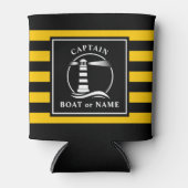 Rafraîchisseur Pour Canette Phare classique Capitaine ou nom de bateau Jaune (Devant)