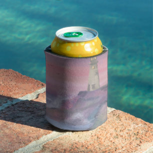 Rafraîchisseur Pour Canette Phare de falaise côtière avec ciel rose