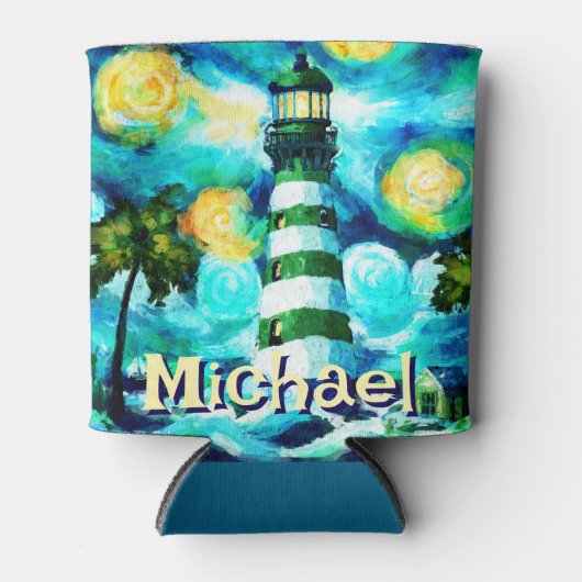 Rafraîchisseur Pour Canette Phare Tropical Côtier Nautique Personnalisé (Devant)