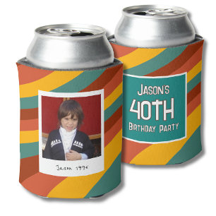 Rafraîchisseur Pour Canette Photo de 40e anniversaire Swirl Retro