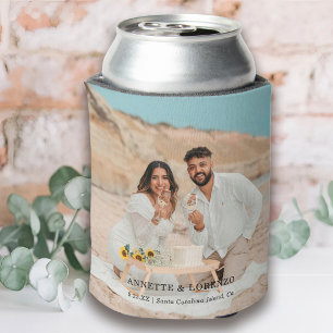 Rafraîchisseur Pour Canette Photo de mariage personnalisé   Noms des mariés & 